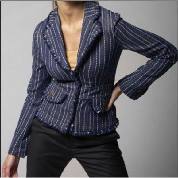 L.A.M.B. Jackets & Blazers - L.A.M.B Denim Pleated Raw Hem Jean Jacket Blazer 4